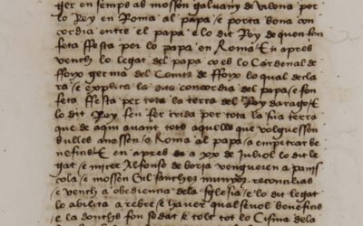 De Peníscola al bisbat de València: Alfons de Borja en una crònica catalana del segle XV